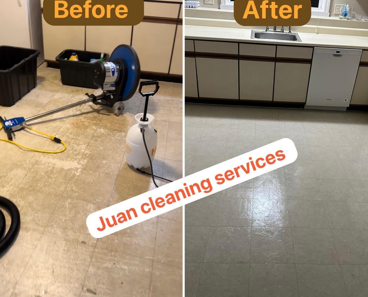 Before & after floor cleaning